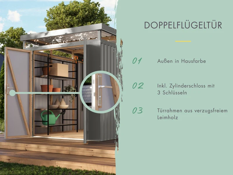 Karibu Metallgerätehaus Iridium 3,5 in Graualuminium