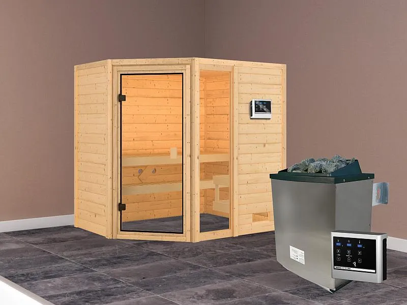 Karibu Sauna Jada mit 9 kW Ofen ext. Strg 38 mm