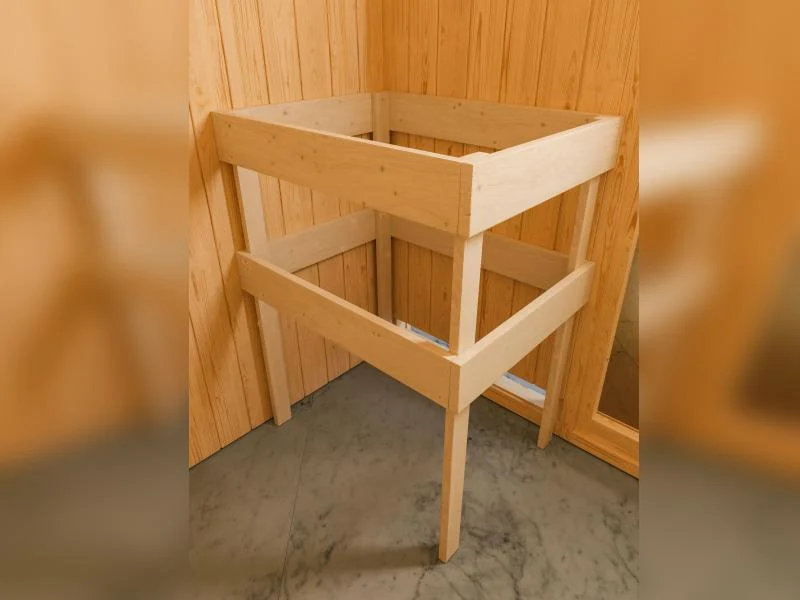 Karibu Sauna Elea inkl. 9 kW Bioofen ext. Steuerung mit klassischer Saunatür -mit Dachkranz-