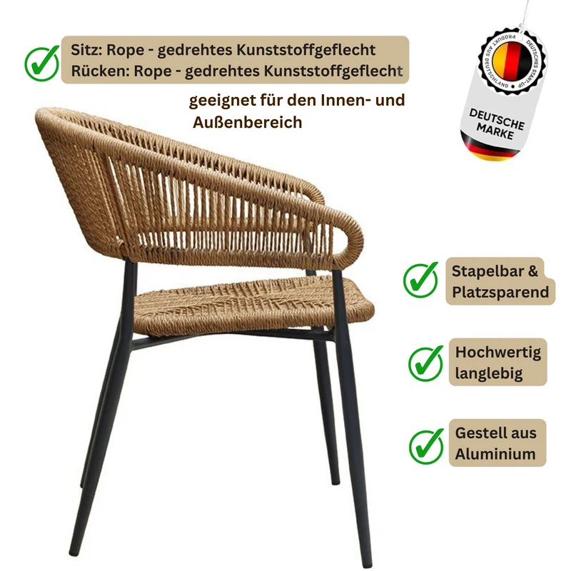 Maskni-01 Terrassenstuhl mit Armlehne