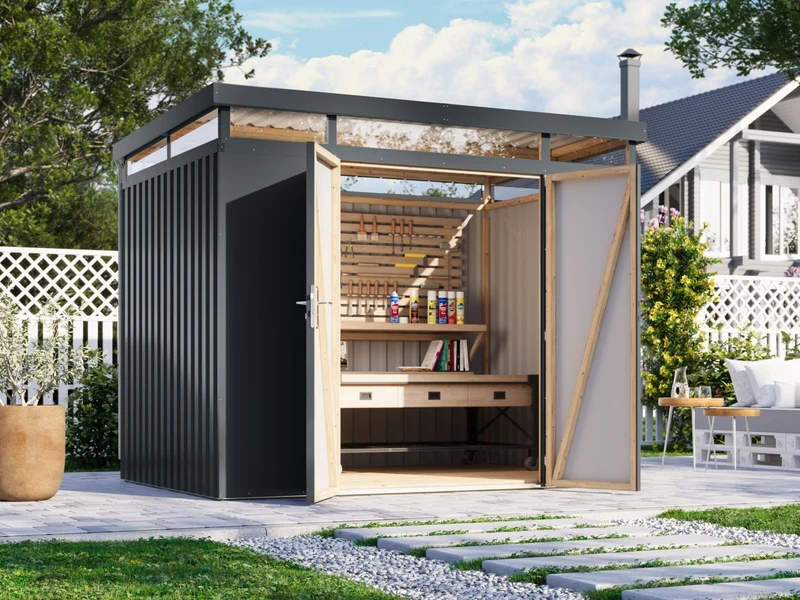 Karibu Metallhaus Aurum 3 in Anthrazit