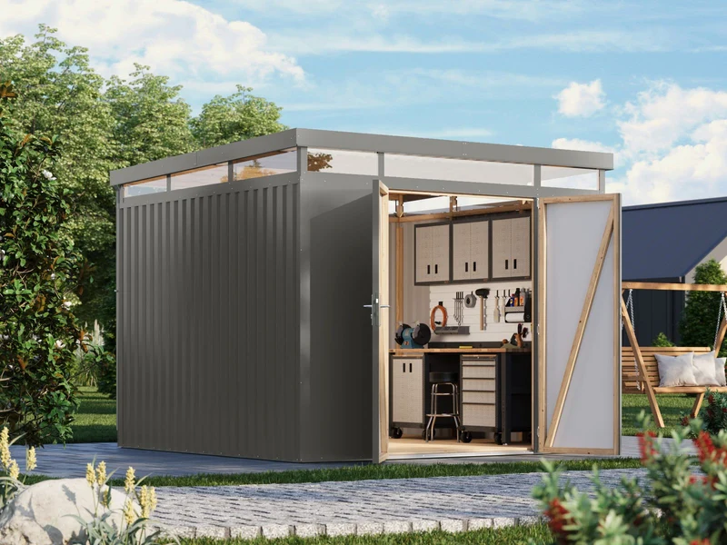 Karibu Metallhaus Aurum 3,5 in Graualuminium