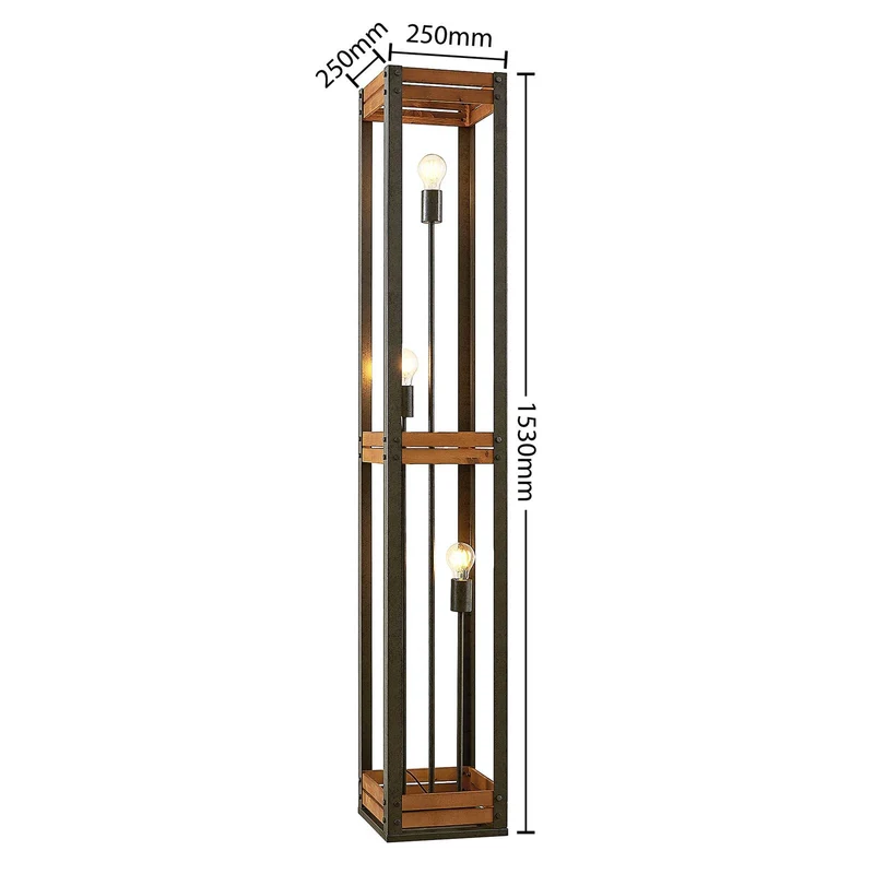 B-Ware Lindby Kanisa Stehleuchte Stehlampe Wohnzimmerlampe Lampe Leuchte Metall Holz912
