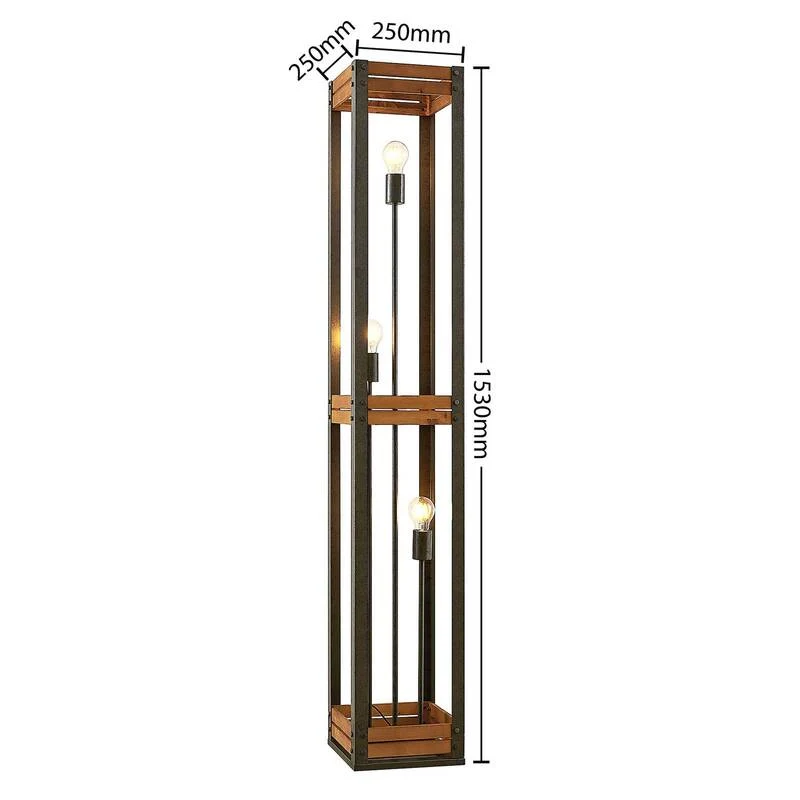 B-Ware Lindby Kanisa Stehleuchte Stehlampe Wohnzimmerlampe Lampe Leuchte Metall Holz912