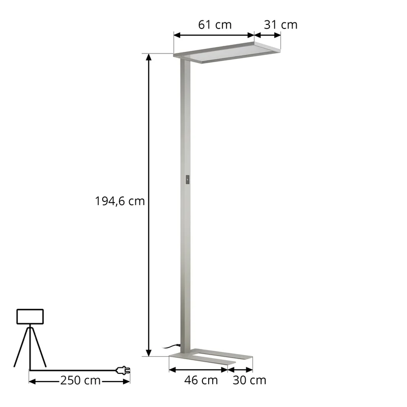 B-Ware Prios LED-Stehleuchte Standlampe Taronis 195 cm Touchdimmer Universalweiß Silber