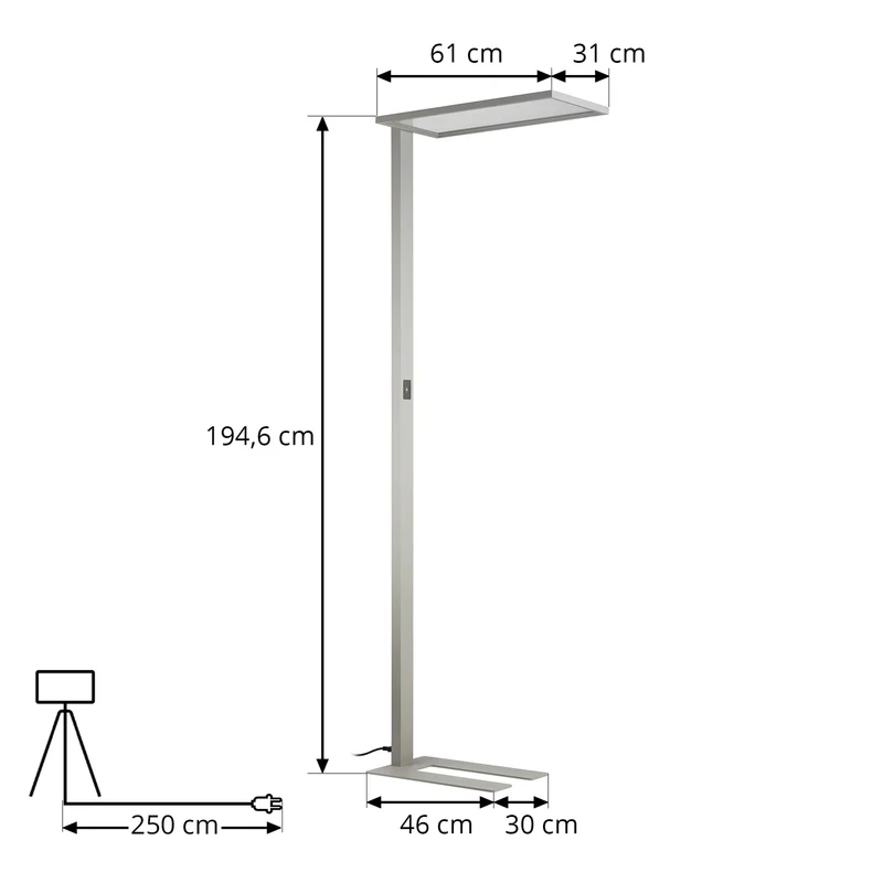 B-Ware Prios LED-Stehleuchte Standlampe Taronis 195 cm Touchdimmer Universalweiß Silber