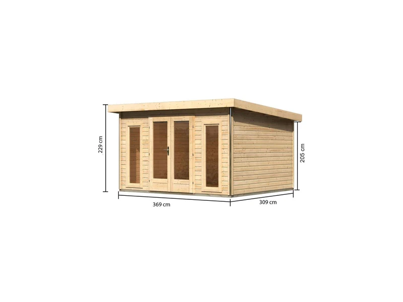 Karibu Gartenhaus Radeburg 2 natur 38 mm