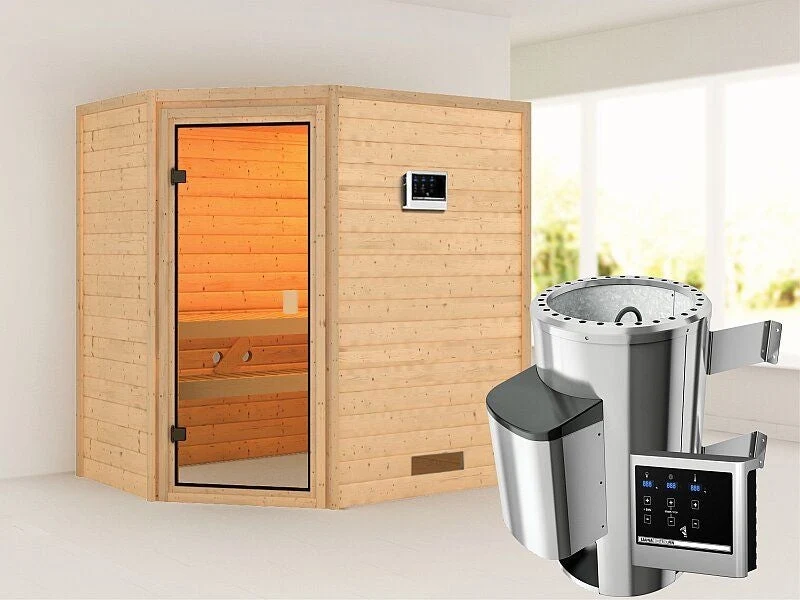 Karibu Sauna Jella mit 3,6 kW Ofen ext. Strg 38 mm
