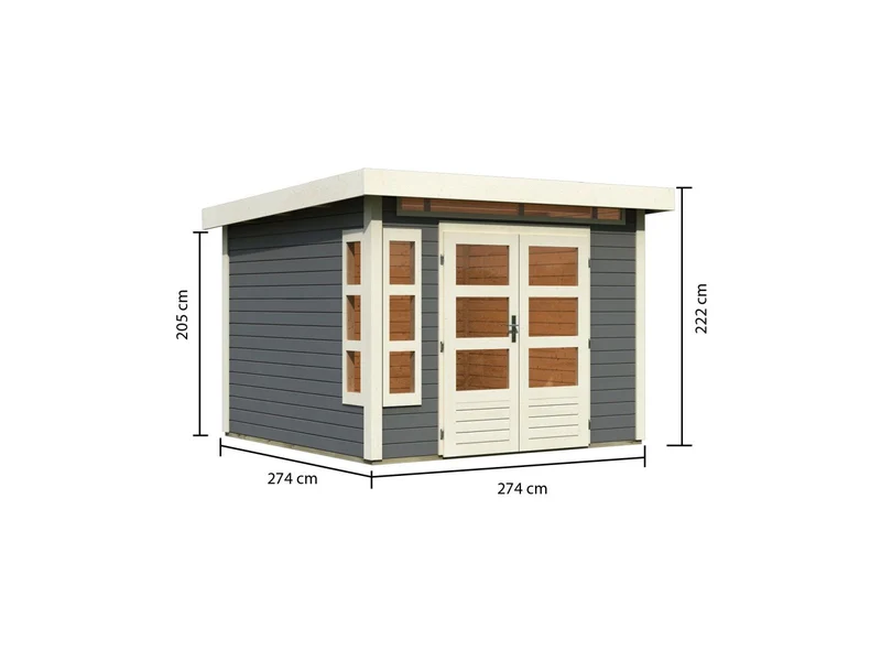 Karibu Gartenhaus Kastorf 6 terragrau - 28 mm