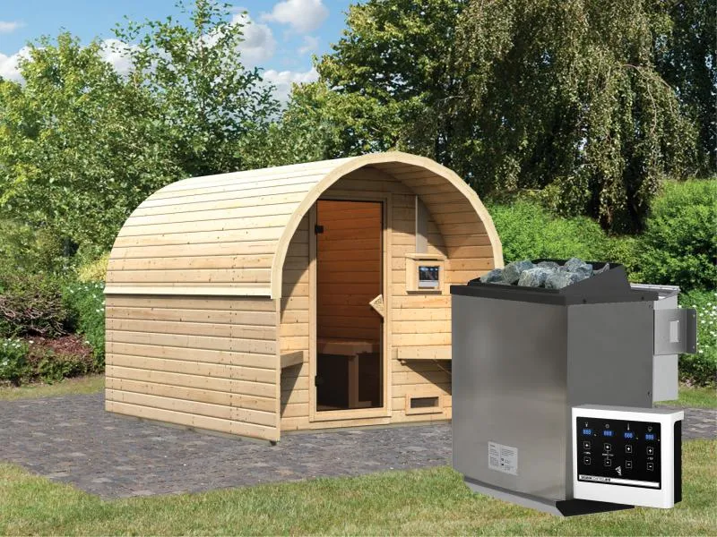 Karibu Fasshaus 2 mit 9 kW Bioofen ext. Steuerung