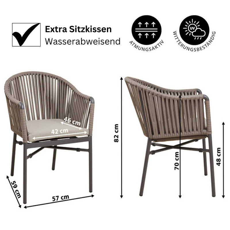 Moka-03 Terrassenstuhl Inkl. Sitzkissen – Stapelbar