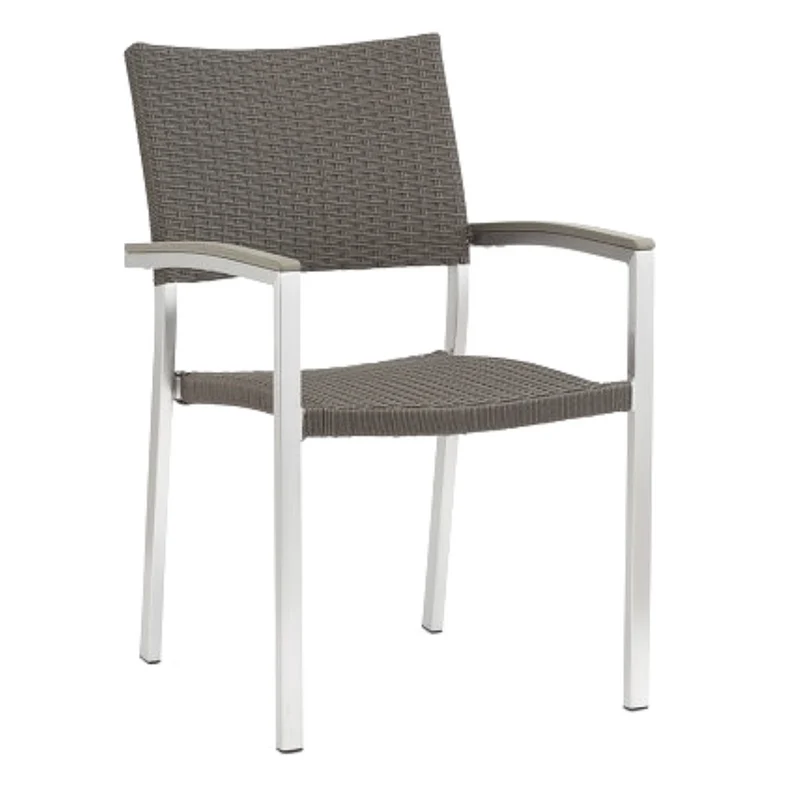 Armlehnstuhl PE-Rattan stapelbar in Grau