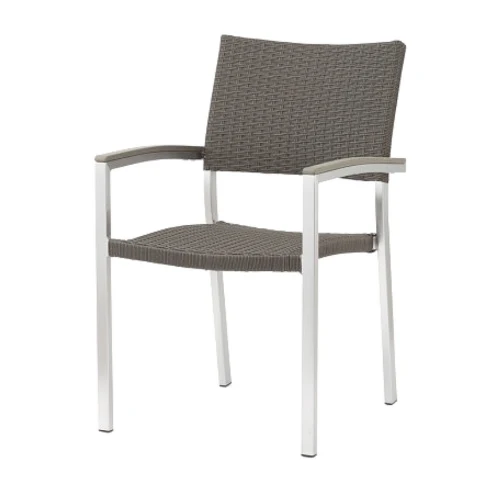 Armlehnstuhl PE-Rattan stapelbar in Grau