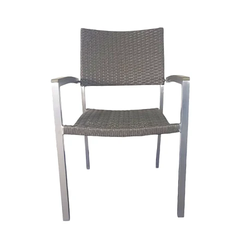 Armlehnstuhl PE-Rattan stapelbar in Grau