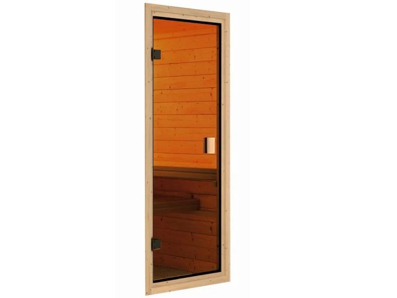 Karibu Sauna Selena inkl. 9 kW Ofen ext. Steuerung mit klassischer Saunatür -ohne Dachkranz-