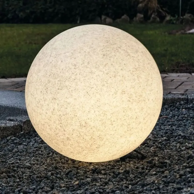 B-Ware Heitronic Gartenleuchte Kugel LED Außenlampe Granit-Grau 11W mit Erdspieß 40cm
