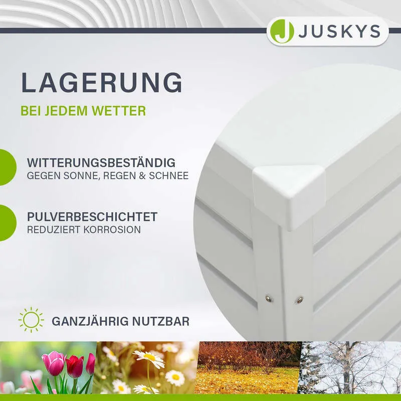 B-Ware Metall Auflagenbox Limani 380 L wasserdichte Gartenbox sichere Aufbewahrung weiß