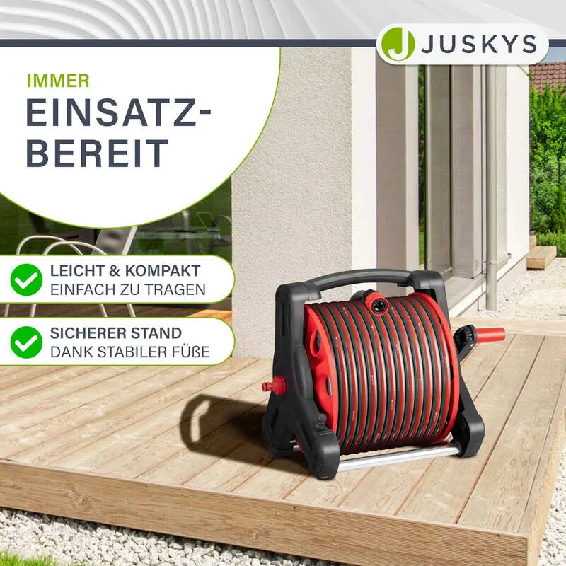B-Ware Mobile Schlauchtrommel 30m Multifunktionsbrause Wandhalterung und Adaptern Rot