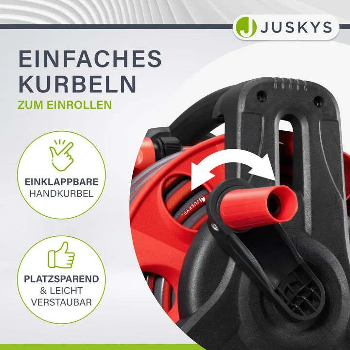 B-Ware Mobile Schlauchtrommel 30m Multifunktionsbrause Wandhalterung und Adaptern Rot
