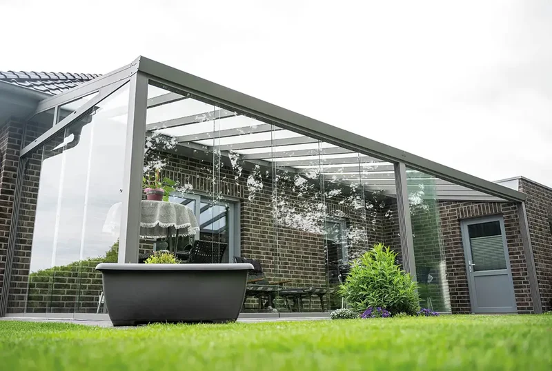 Kaltwintergarten Aluminium 600x250cm VSG grau
