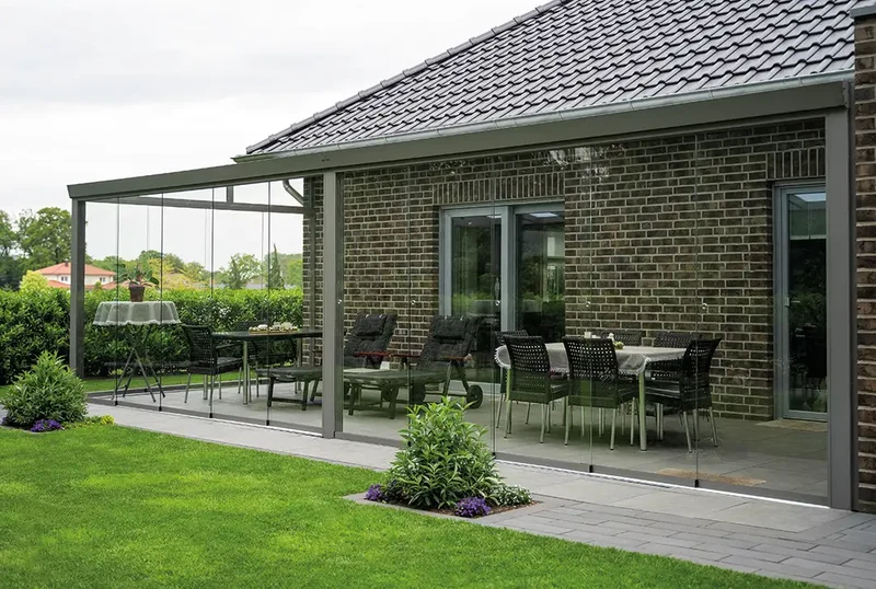 Kaltwintergarten Aluminium 600x250cm VSG grau