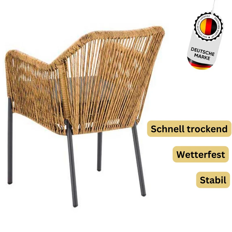 Terrassenstuhl mit Armlehnen und Sitzkissen - stapelbar