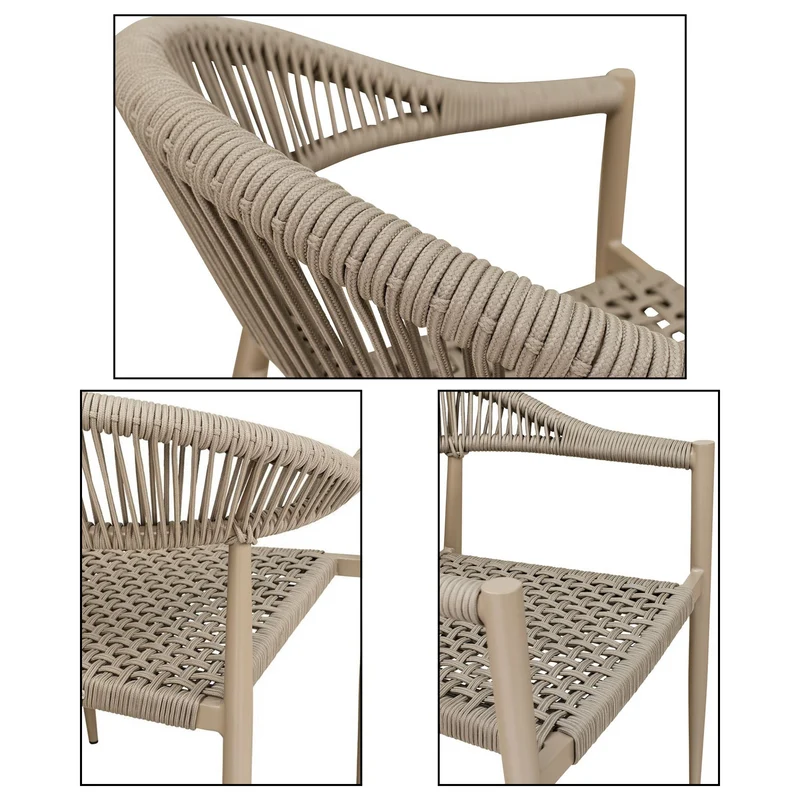 Gartenstuhl wetterfest mit Armlehnen aus Kunststoff- Stapelbar- Beige