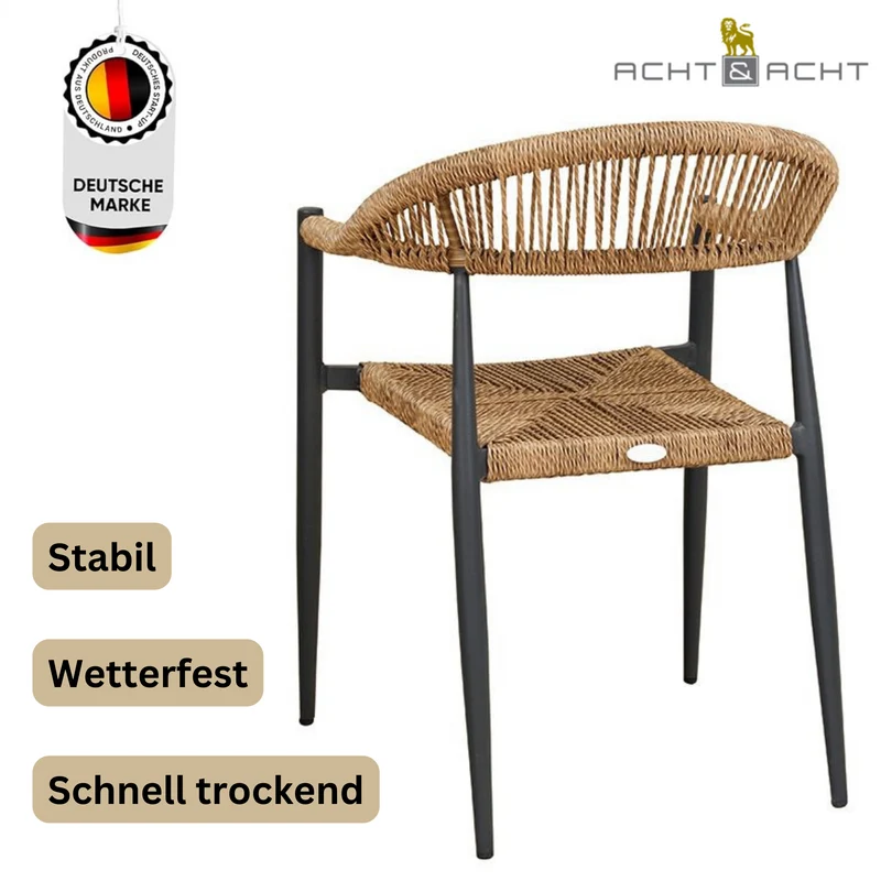 Danino Natur - Terrassenstuhl mit Armlehne wetterfest - Stapelbar