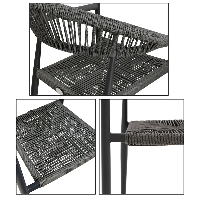 Danino Grey - Terrassenstuhl mit Armlehne wetterfest - Stapelbar
