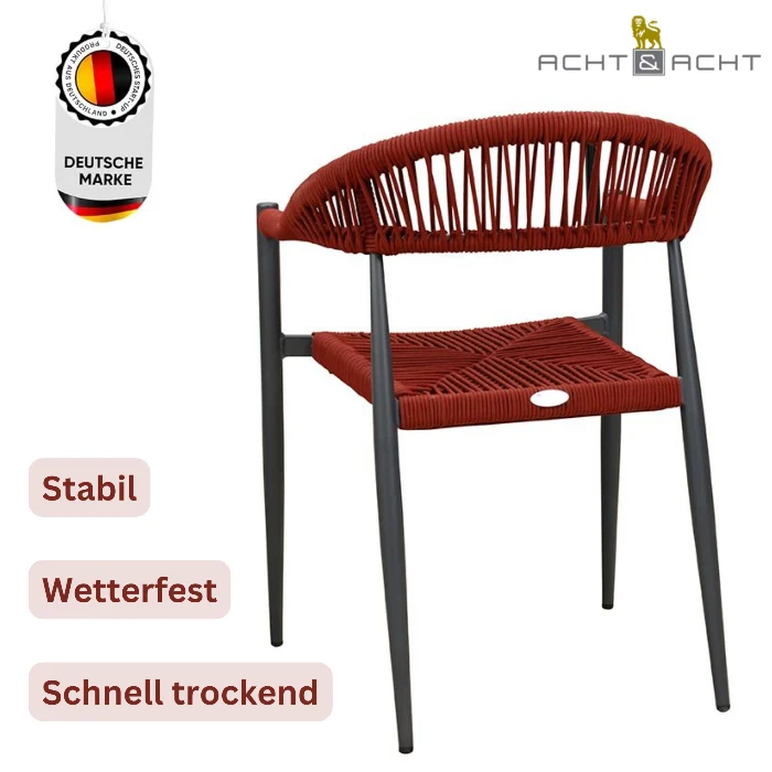 Danino Red - Terrassenstuhl mit Armlehne wetterfest - Stapelbar