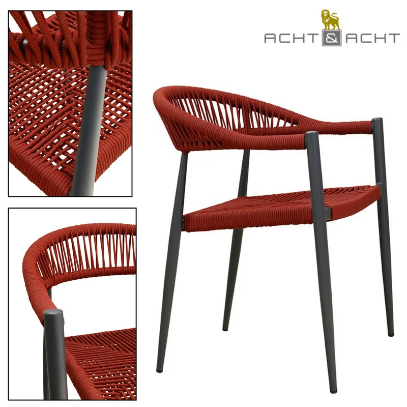Danino Red - Terrassenstuhl mit Armlehne wetterfest - Stapelbar