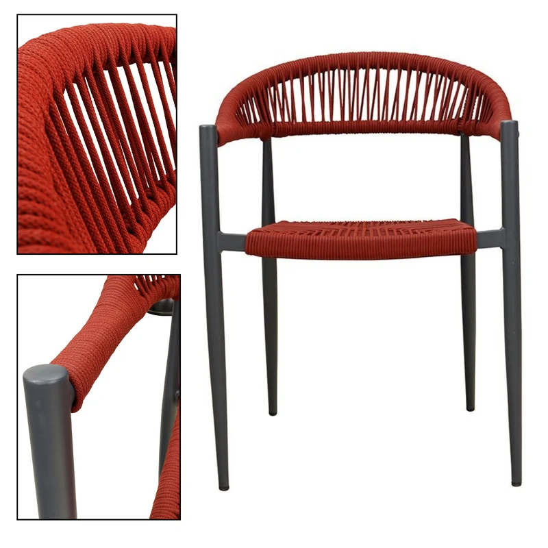 Danino Red - Terrassenstuhl mit Armlehne wetterfest - Stapelbar