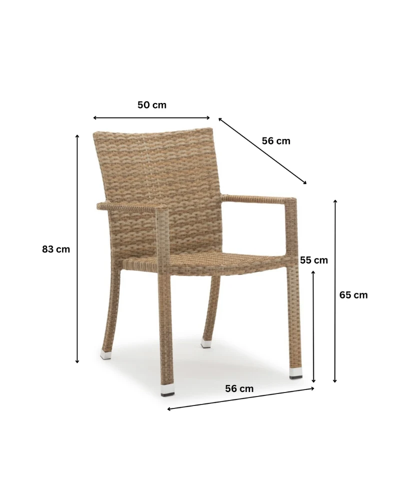 Gartenstuhl Rattan- Armlehne, Stapelbar