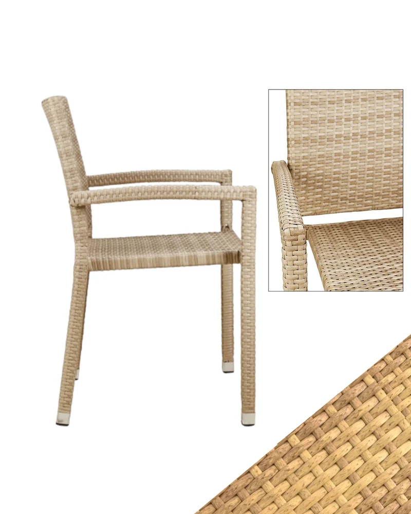 Gartenstuhl Rattan- Armlehne, Stapelbar