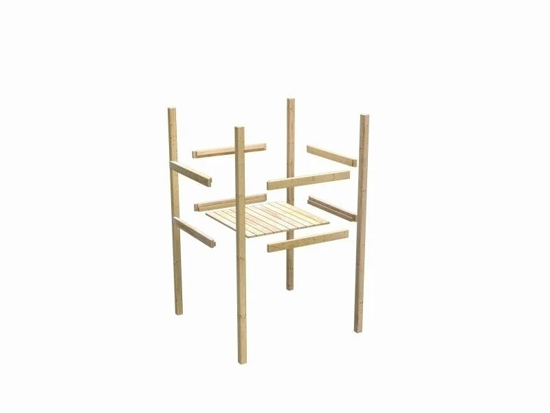 Karibu Stelzenhaus Fidel terragrau + Rutsche rot + Holzrampe