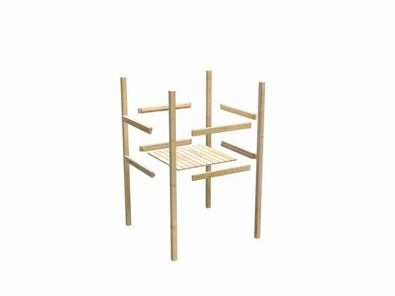 Karibu Stelzenhaus Fidel terragrau + Rutsche blau + Holzrampe