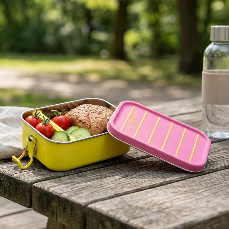Lunchbox Streifen aus Edelstahl