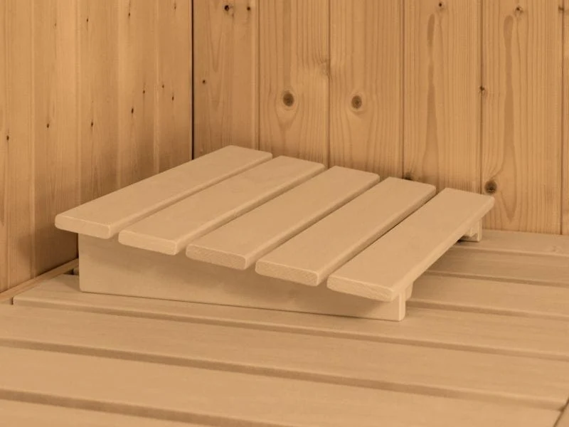 Karibu Sauna Sahib 2 ohne Ofen, mit Dachkranz, mit energiesparender Saunatür