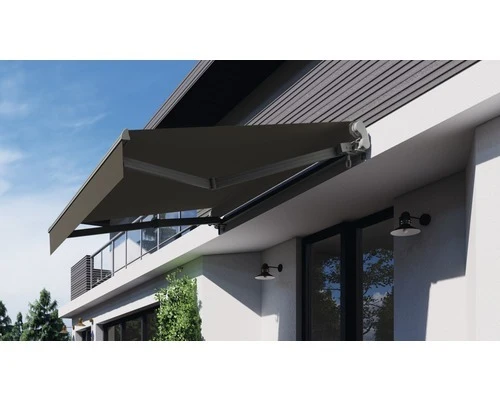 D-Ware Gelenkarmmarkise 3,5x2,5 Stoff Uni grau Lotuseffekt RAL 9006 weißalu DEFEKTWARE