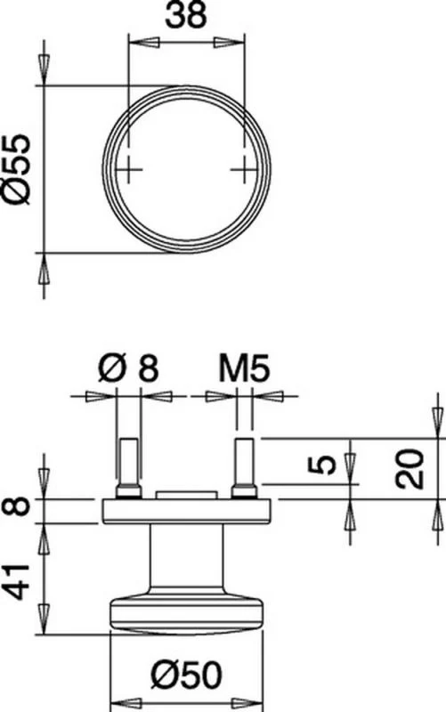 B-Ware EDI Türknopf Knopfgriff Edelstahl K7/052/01 VA F00 festdrehbar rund Rosette257