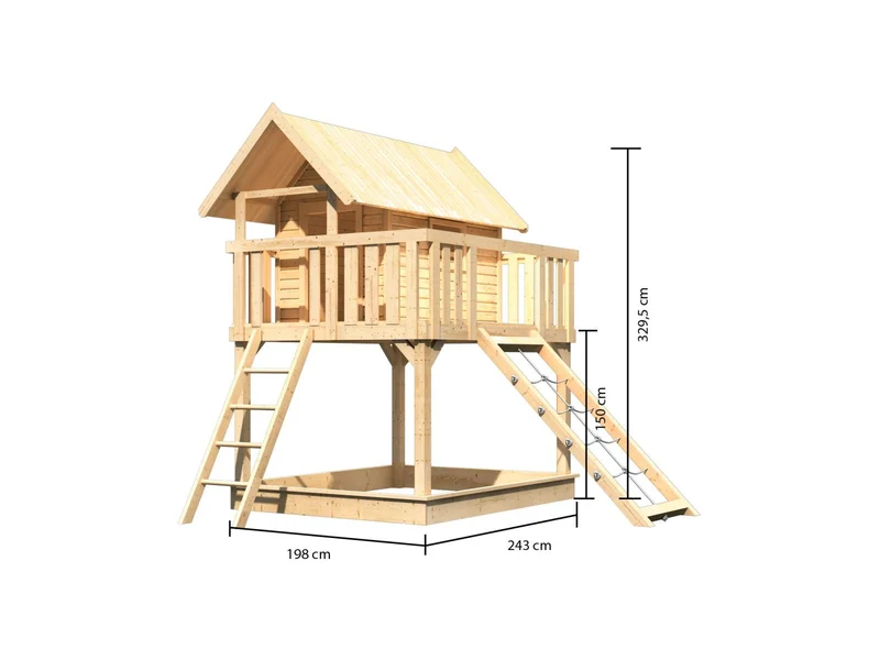 Karibu Stelzenhaus Fidel naturbelassen + Netzrampe