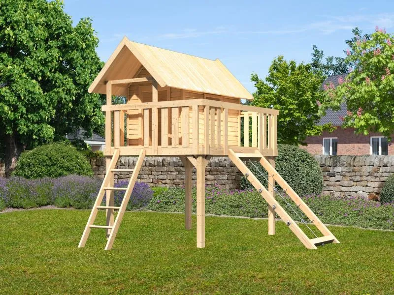 Karibu Stelzenhaus Fidel naturbelassen + Netzrampe