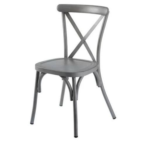 Outdoor Stuhl aus Aluminium in Anthrazit Holzoptik