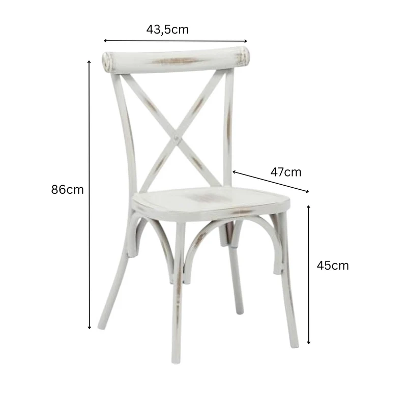 Outdoor Stuhl aus Aluminium in Weiß Holzoptik