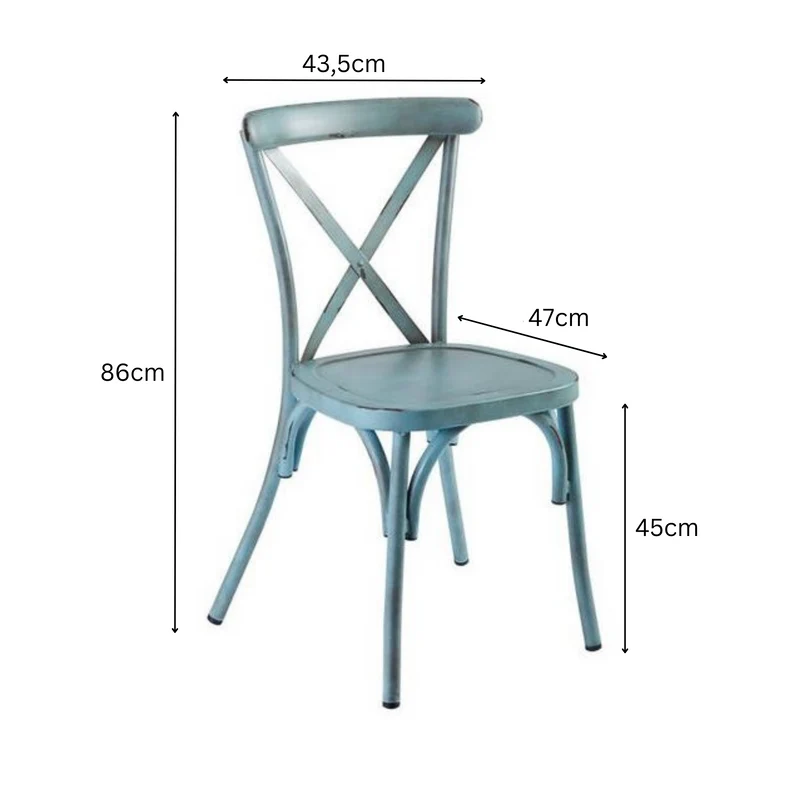 Outdoor Stuhl aus Aluminium in Blau Holzoptik