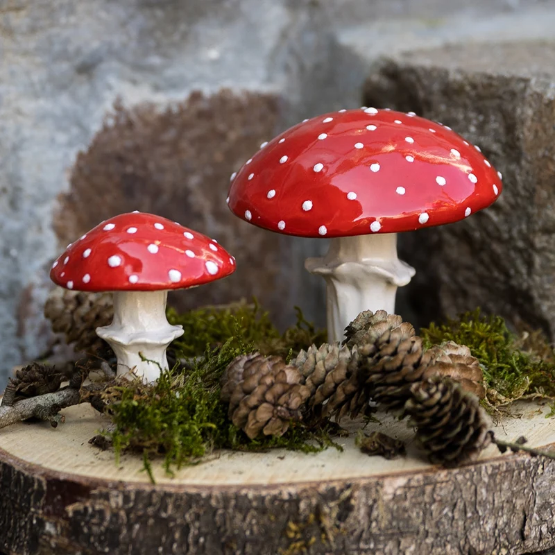 Fliegenpilze aus Keramik (2er-Set)
