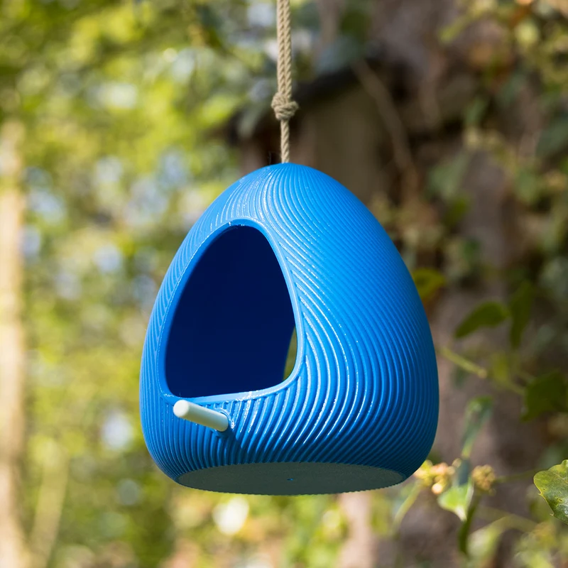Vogelfutterhaus Blau mit Aufhängung