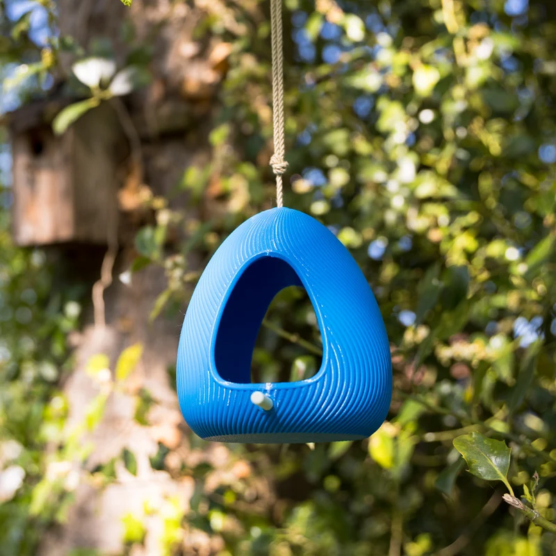 Vogelfutterhaus Blau mit Aufhängung