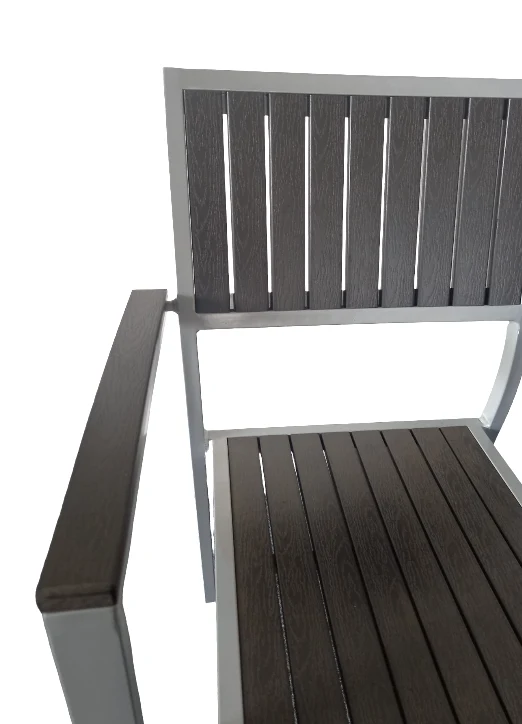 Terrassenstuhl mit Armlehne wetterfest Anthrazit