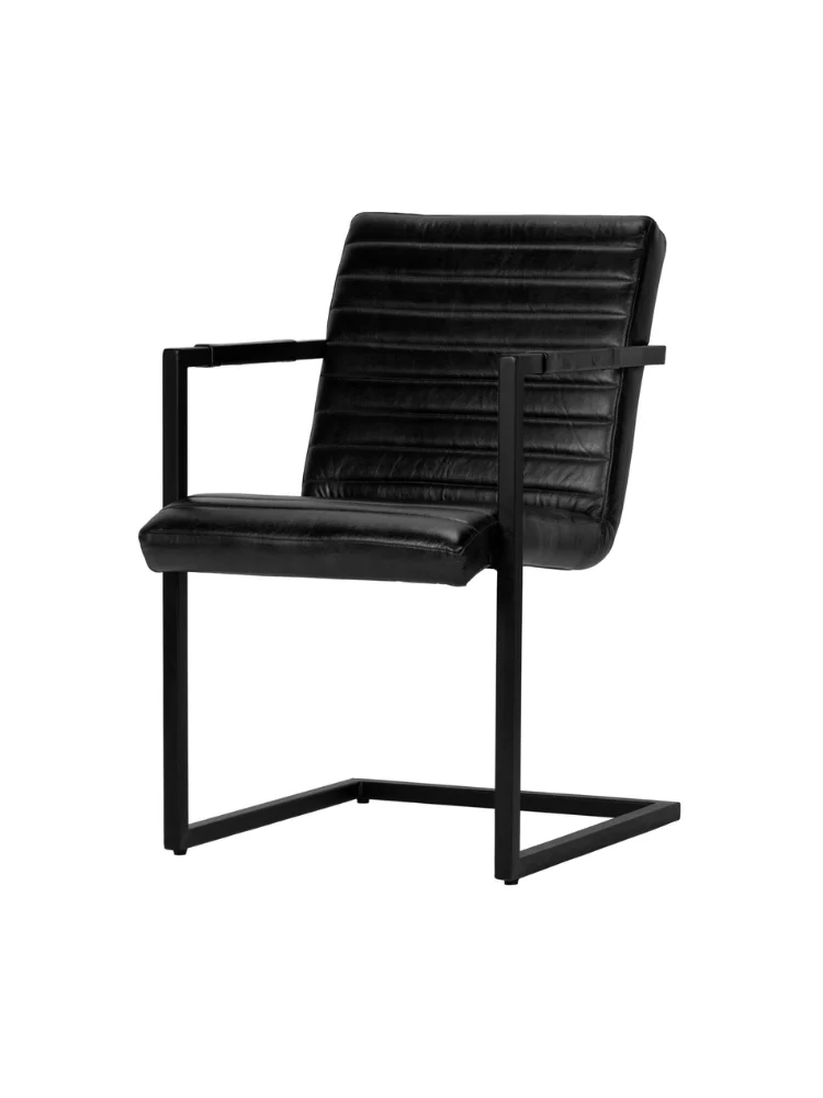 Elona Armstuhl Büffelleder Schwarz